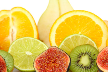 Obraz na płótnie Canvas Sliced fruits isolated on white