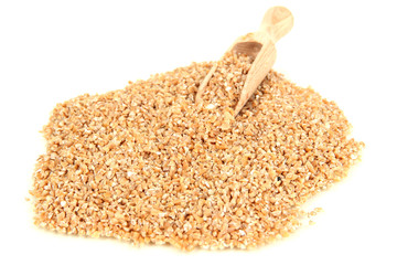Wheat bran pile isolated on white