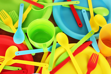 bright plastic disposable tableware