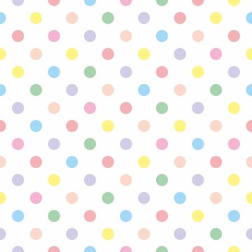 Seamless vector pattern background pastel colorful polka dots