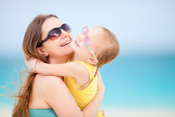 Mother and daughter at summer