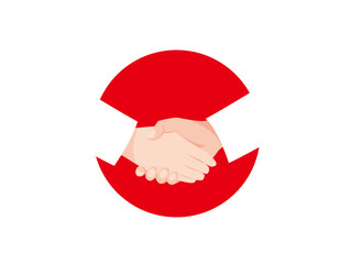 握手と日の丸