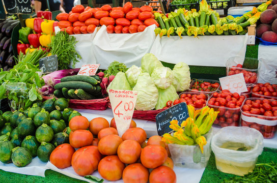 Fruits and vegetables at the market stall