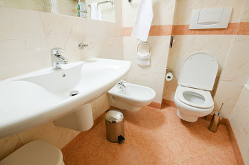 Toilet in the modern bathroom