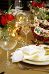 Table prepared for christmas dinner