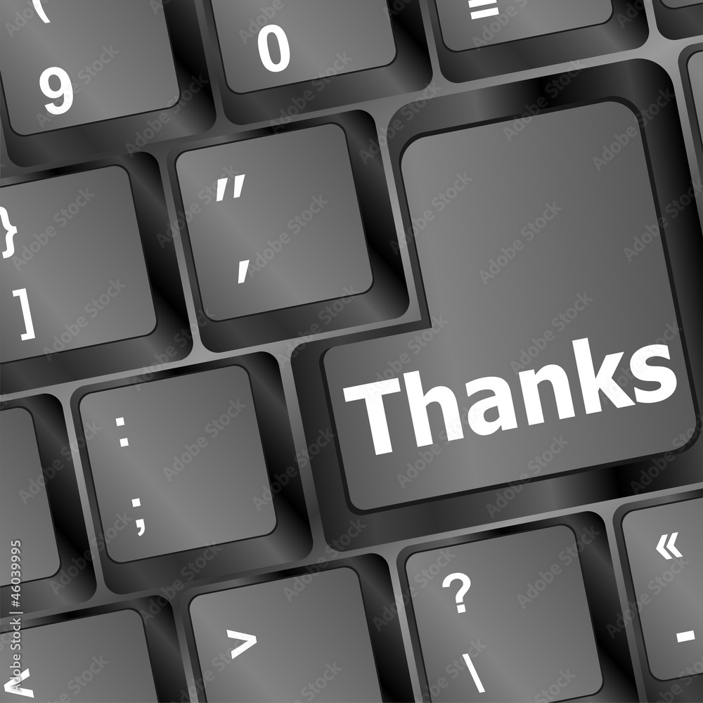 Fototapete a thanks message on enter key of keyboard