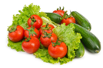 Cucumbers and tomatoes ready for salad