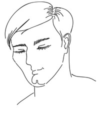 The man had been created graphically, his eyes are closed