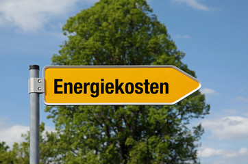 Fototapeta premium Pfeil mit Baum ENRGIEKOSTEN