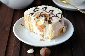 Biscuit roll with cream and chocolate in the context of