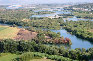 Fototapeta na wymiar Two River Confluence, Albania