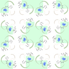 vector seamless pattern with cute birds