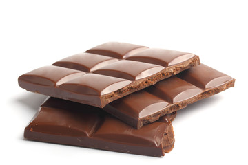 chocolate bars on white background