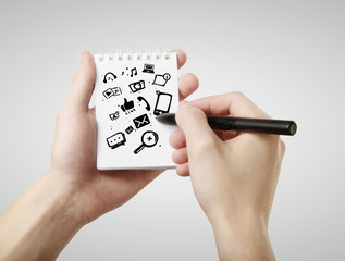 social media icon in note