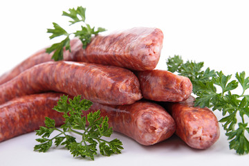 raw sausage and ingredient