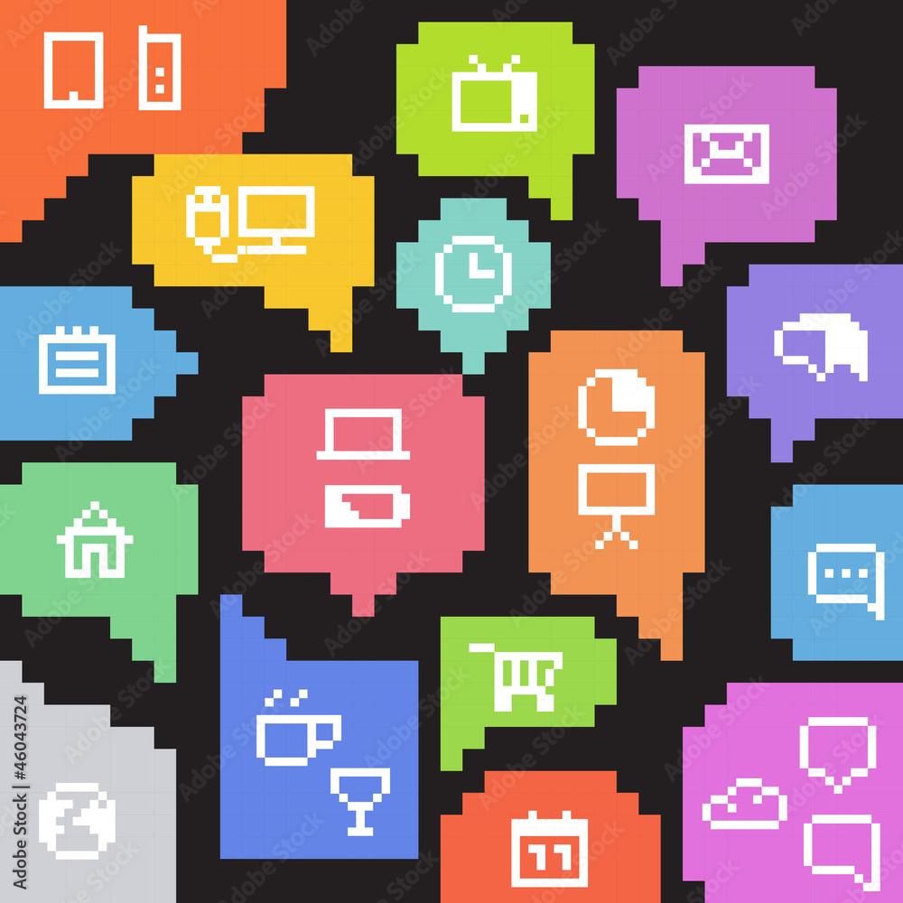 Poster abstract speech clouds and media icons