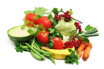 fruits and vegetables  isolated on white background