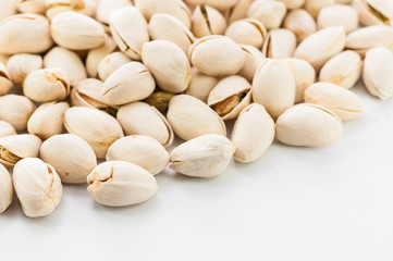 Pistachios on white background isolate