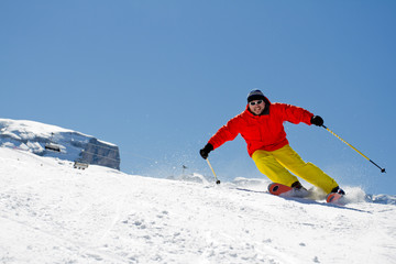 Freeride - man skiing downhill