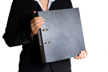 cutout of business worker holding folder