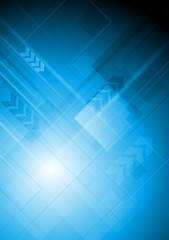 Blue technical background with arrows. Vector