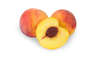 Peaches on a white background