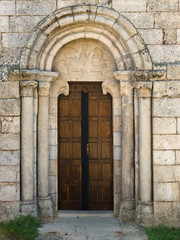 Fototapeta na wymiar Romanesque facade of Santiago de Taboada church