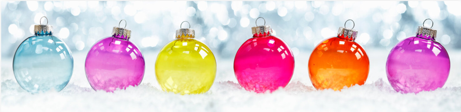 Colourful translucent Christmas baubles