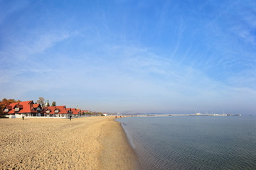Fototapeta premium Beach on the background of the pier in Sopot, Poland.