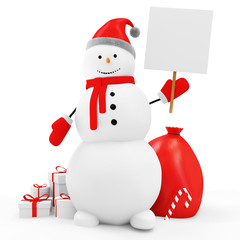 Snowman with Blank Board and Christmas Accessories