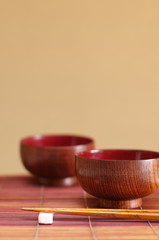 Chopsticks in asian set table