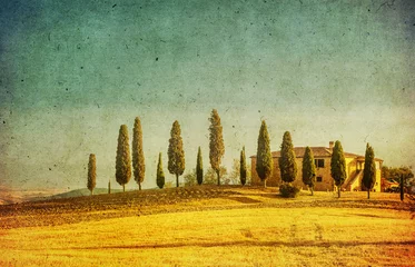 Poster Im Rahmen Vintage toskanische Landschaft © javarman
