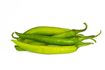 Green peppers isolated on white background.