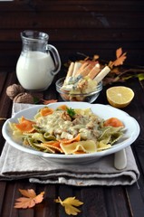 Farfalle with walnut - cheese sauce