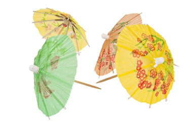 Cocktail umbrellas isolated
