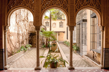 Interiores de la Alhambra - obrazy, fototapety, plakaty