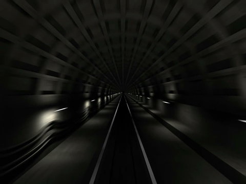 Subway tunnel fast endless motion loop.3d animation