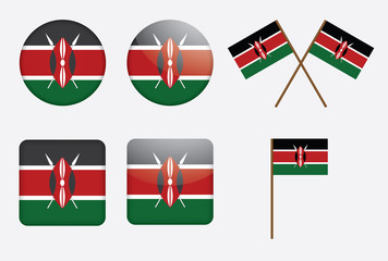 set of badges with flag of Kenya vector illustration