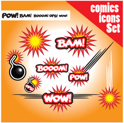 comic book style bombs boom bam wow pow ops  explode