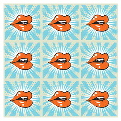 Retro background seamless lips print background