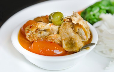 close up of Red curry