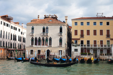 Gondolas in Venice,  Italy.