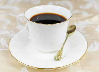Coffee in white porcelain cup