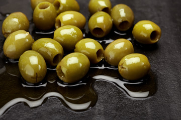 Fresh olives in oil