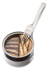 Sprats in can and  fork