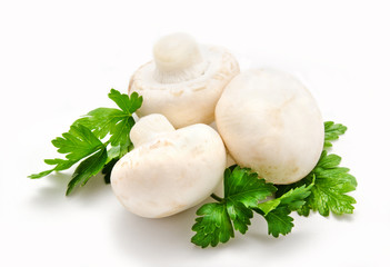 Champignon mushroom white agaricus with parsley