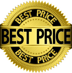 Best price golden label, vector illustration