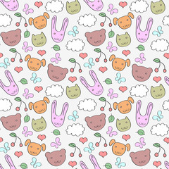 Childish seamless background with animals