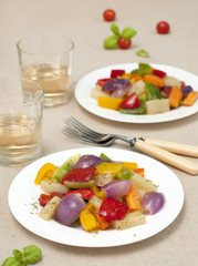 wine and vegetables