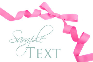 Pink ribbon and bow isolated